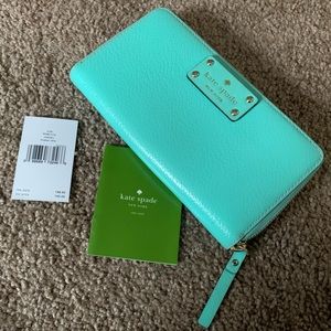 Kate Spade Neda Zip Around Wellesley Wallet Fresh air Teal Turquoise